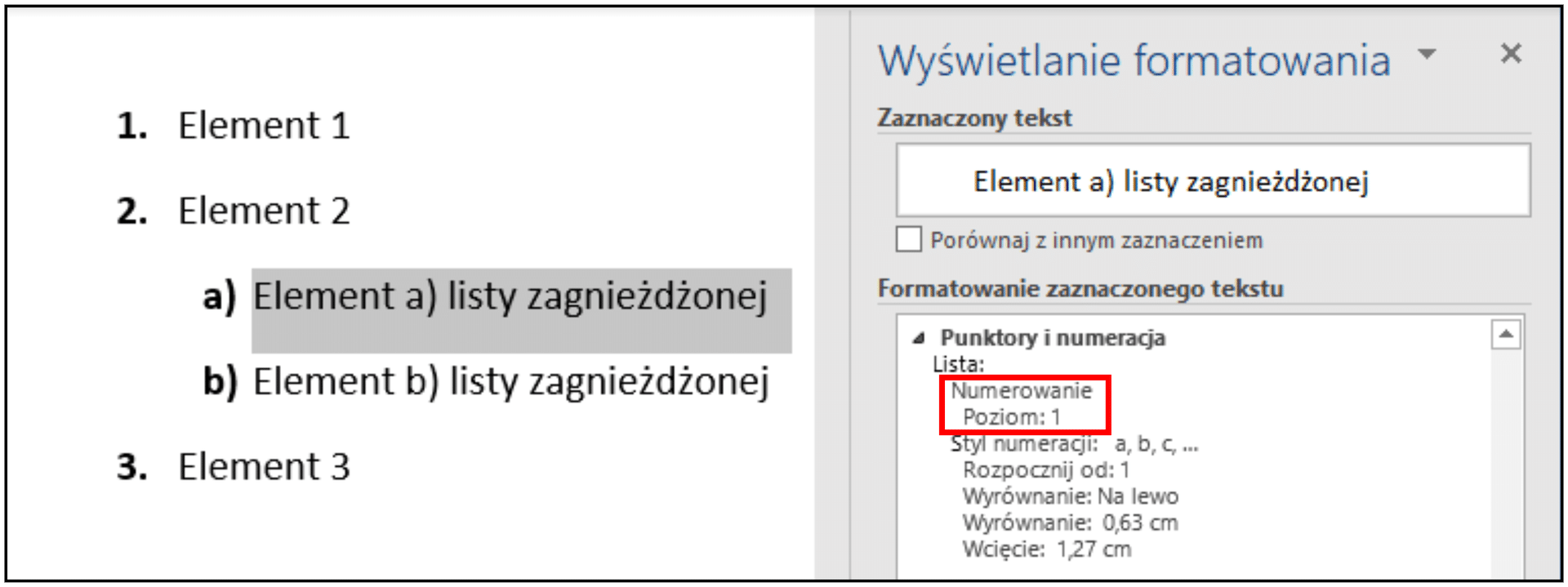 Zrzut ekranu. Tworzenie listy punktowanej lub numerowanej na karcie „Narzędzia  główne”, grupa „Akapit”.