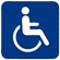 Logo symbolizujące niepełnosprawność ruchową - osoba na wózku