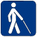 Logo symbolizujące niepełnosprawność wzroku - osoba z laską