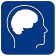 Logo symbolizujące problemy natury psychologicznej - kształt ludzkiej głowy z wyeksponowanym w niej móżgiem