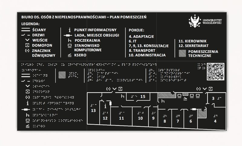 Tyfloplan informujący o układzie pomieszczeń.