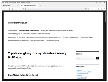 Zrzut ekranu – strona projektu Magdy i Natana