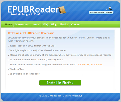 Zrzut z ekranu EPUBReader