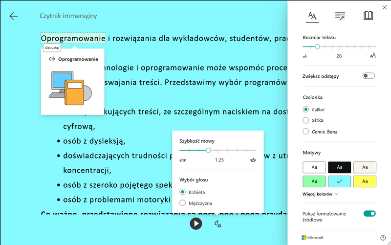 Czytnik immersyjny Microsoft 365