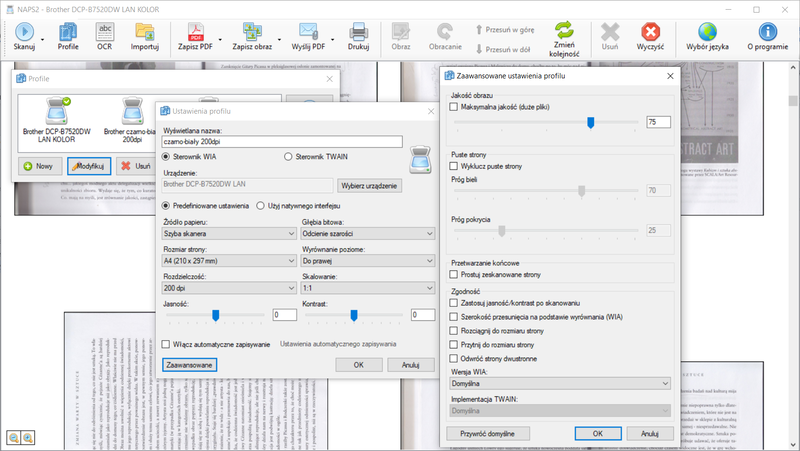 Ustawienia skanowania w programie NAPS2