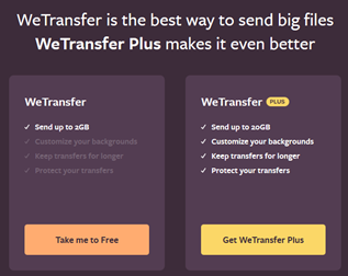 Zrzut ekranu serwisu WeTransfer