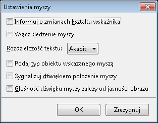 Zrzut ekranu: Okno ustawień myszy